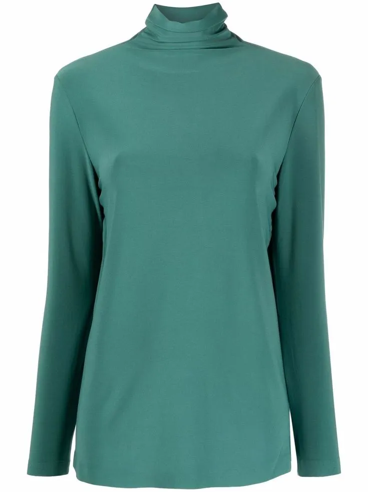 Norma Kamali Women's Long Sleeve Turtleneck Top - GREEN