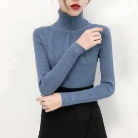 One-Size Ribbed Turtleneck (Blue)