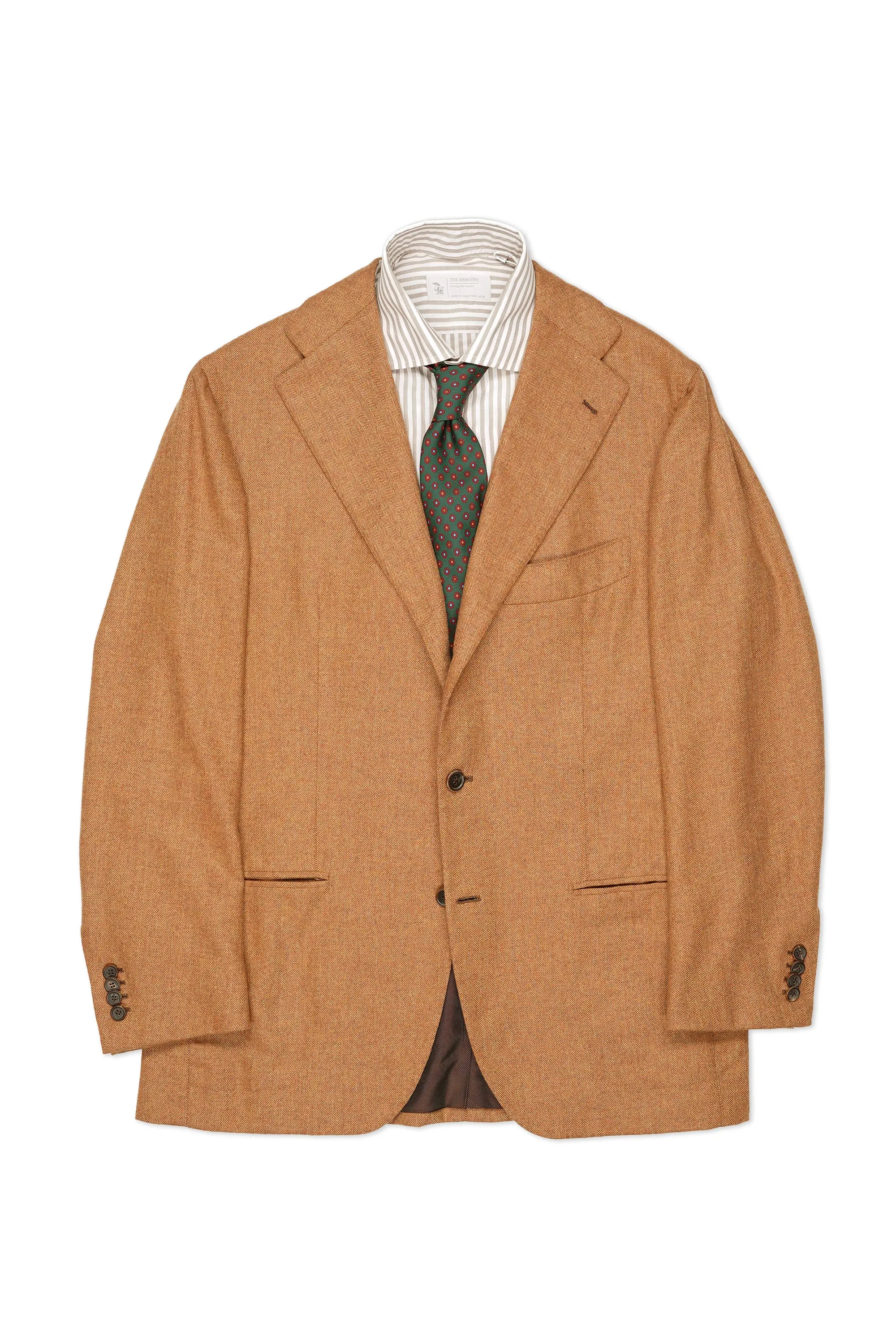 Orazio Luciano Orange Herringbone Cashmere Sport Coat