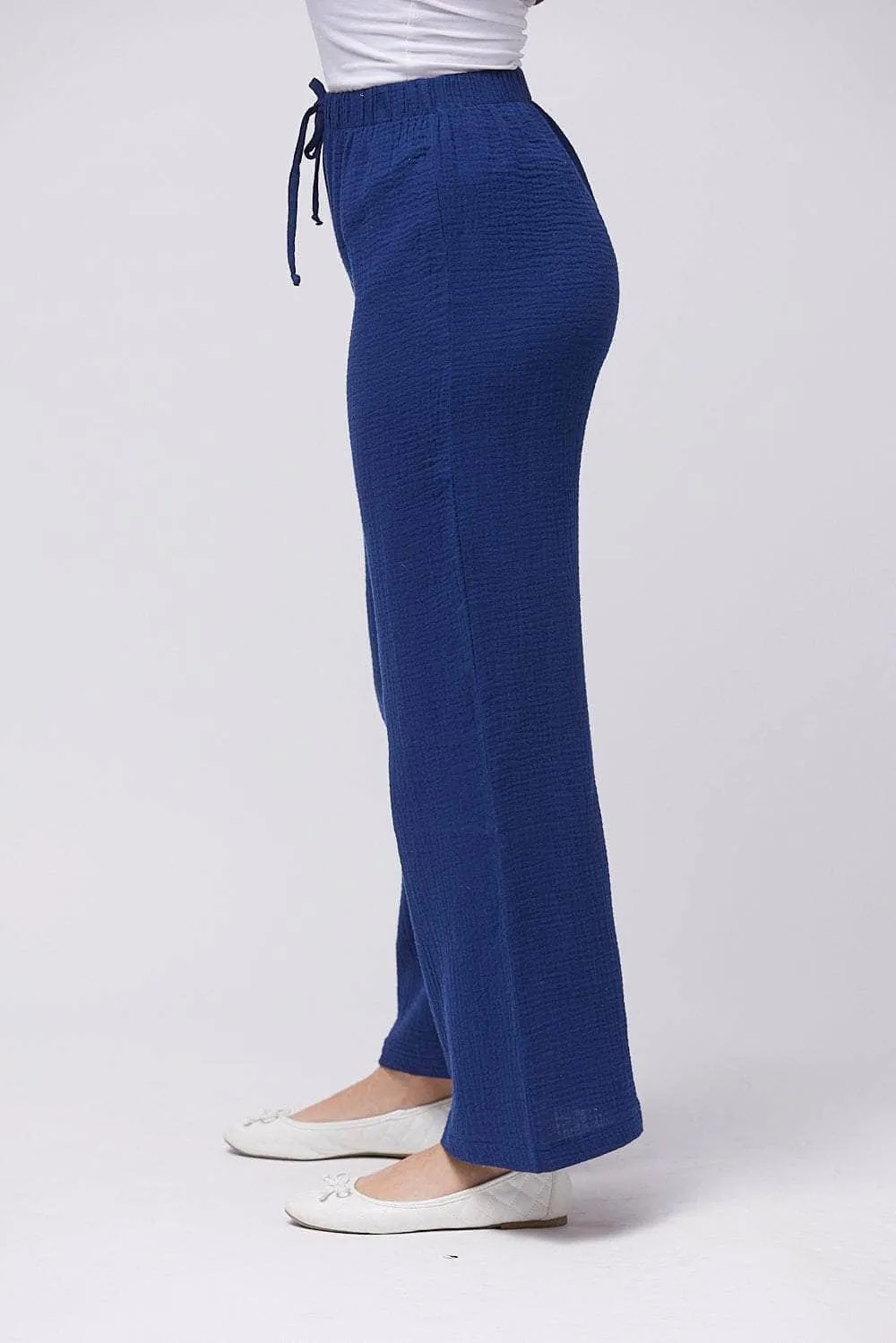 Saloos Crinkle Wide-Leg Trousers with Mockties