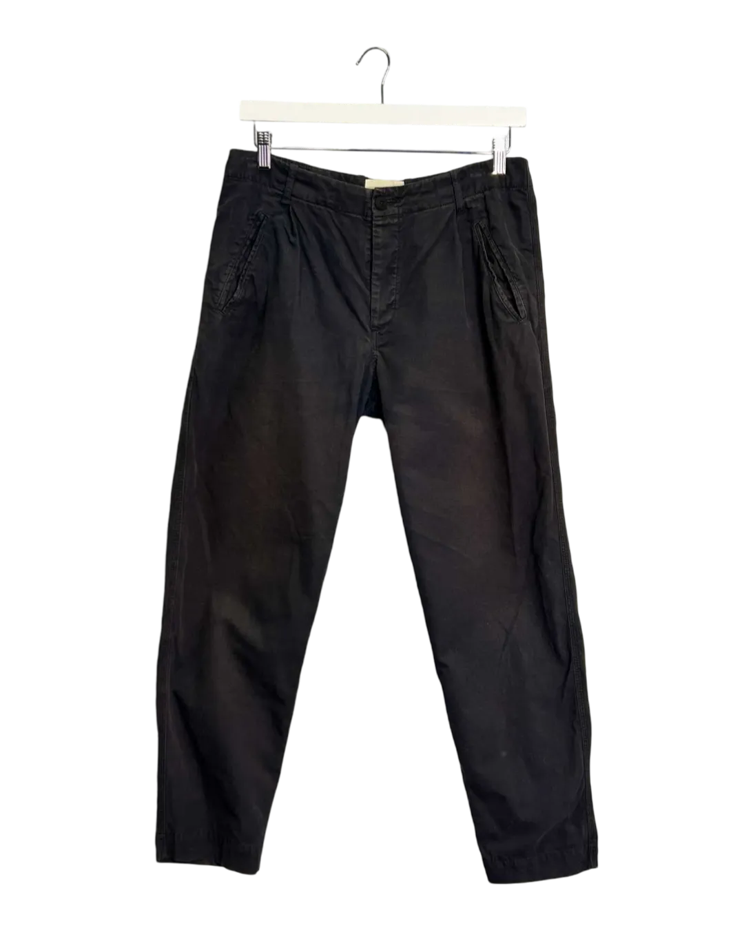 Size M (3) - Folk Black Assembly Tapered Pleated Cotton-Canvas Trousers