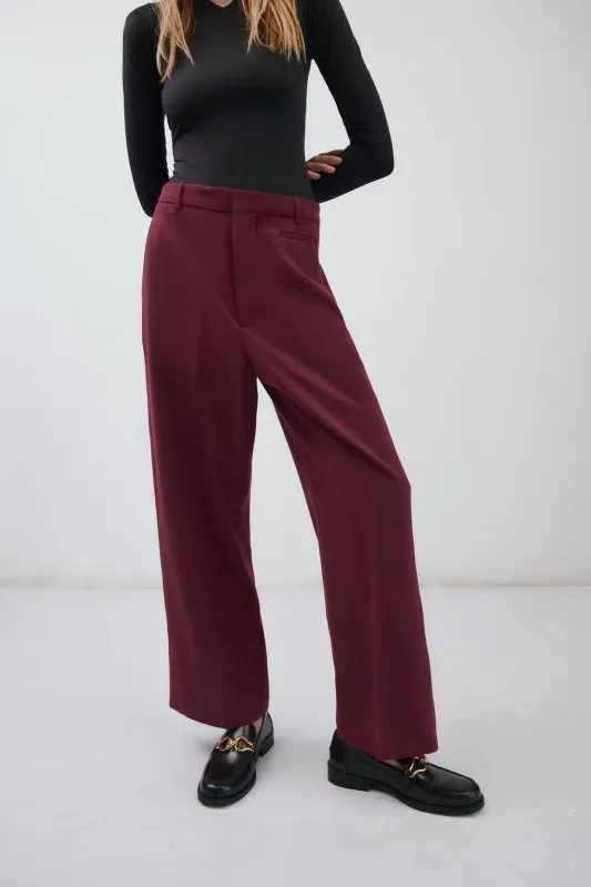 Solid Color Pleated High Waist Wide Leg Pants Ladies Lightly Mature Draped Mop Trousers