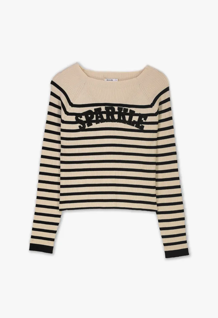 Sparkle Knitted Striped Pullover Blouse