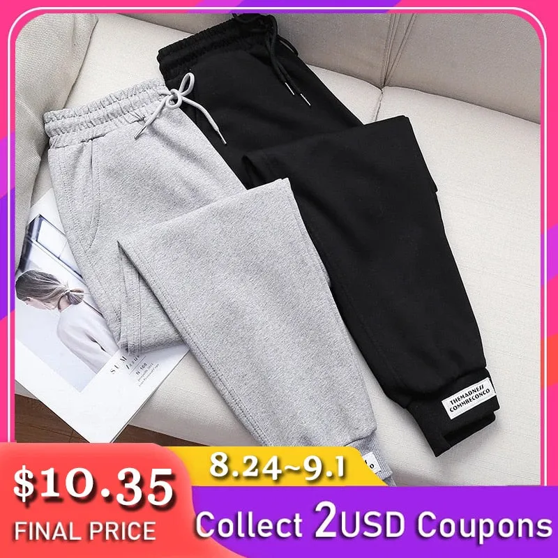 Sports pants women sweatpants loose patchwork pants Korean harem pants plus size beam feet casual pocket high waist trousers