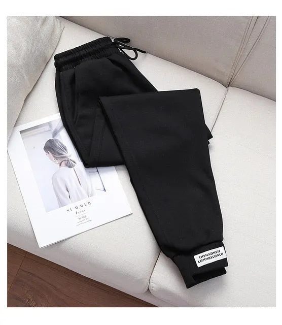 Sports pants women sweatpants loose patchwork pants Korean harem pants plus size beam feet casual pocket high waist trousers