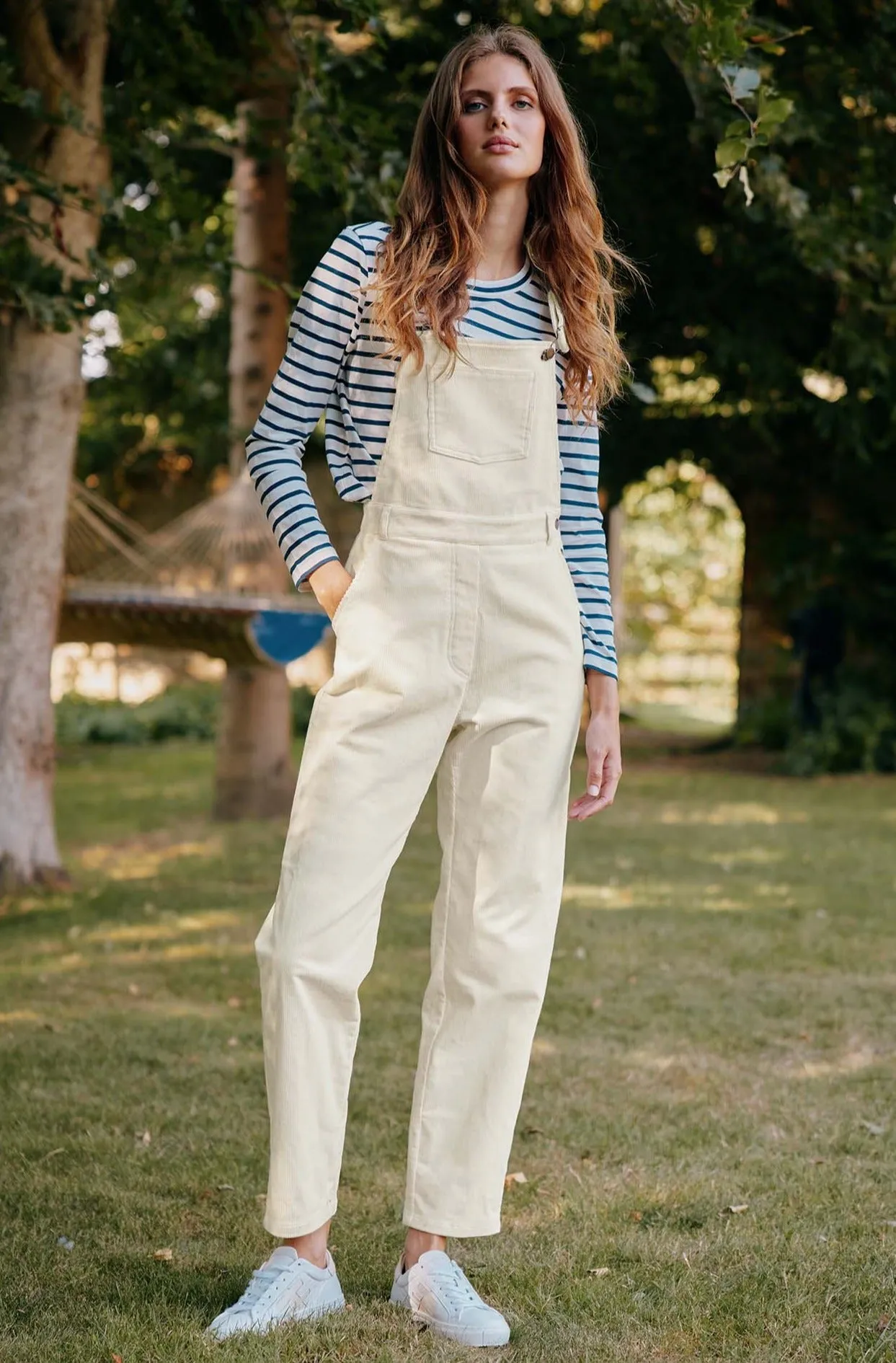 Stretch Corduroy Dungarees | Cream