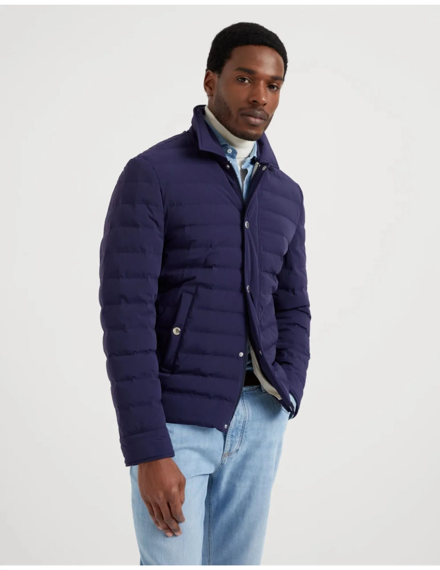 Taffeta Down Jacket | Indigo