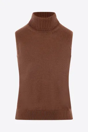 Turtleneck knit sleeveless top