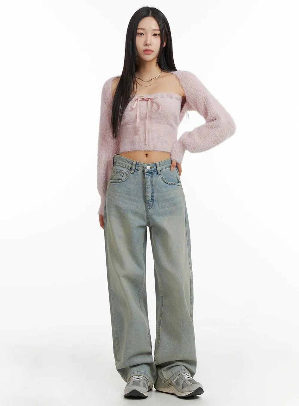 Washed Wide Leg Jeans CJ408