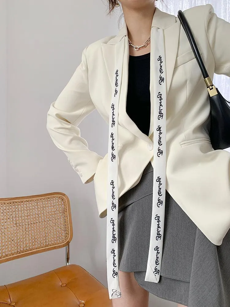 White ribbon Blazer Suit Coat