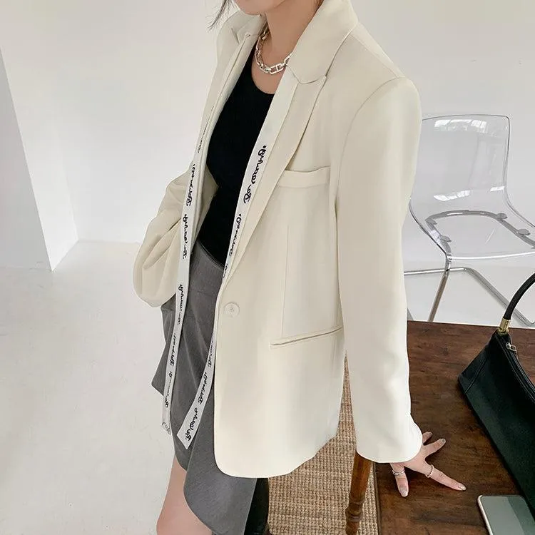 White ribbon Blazer Suit Coat