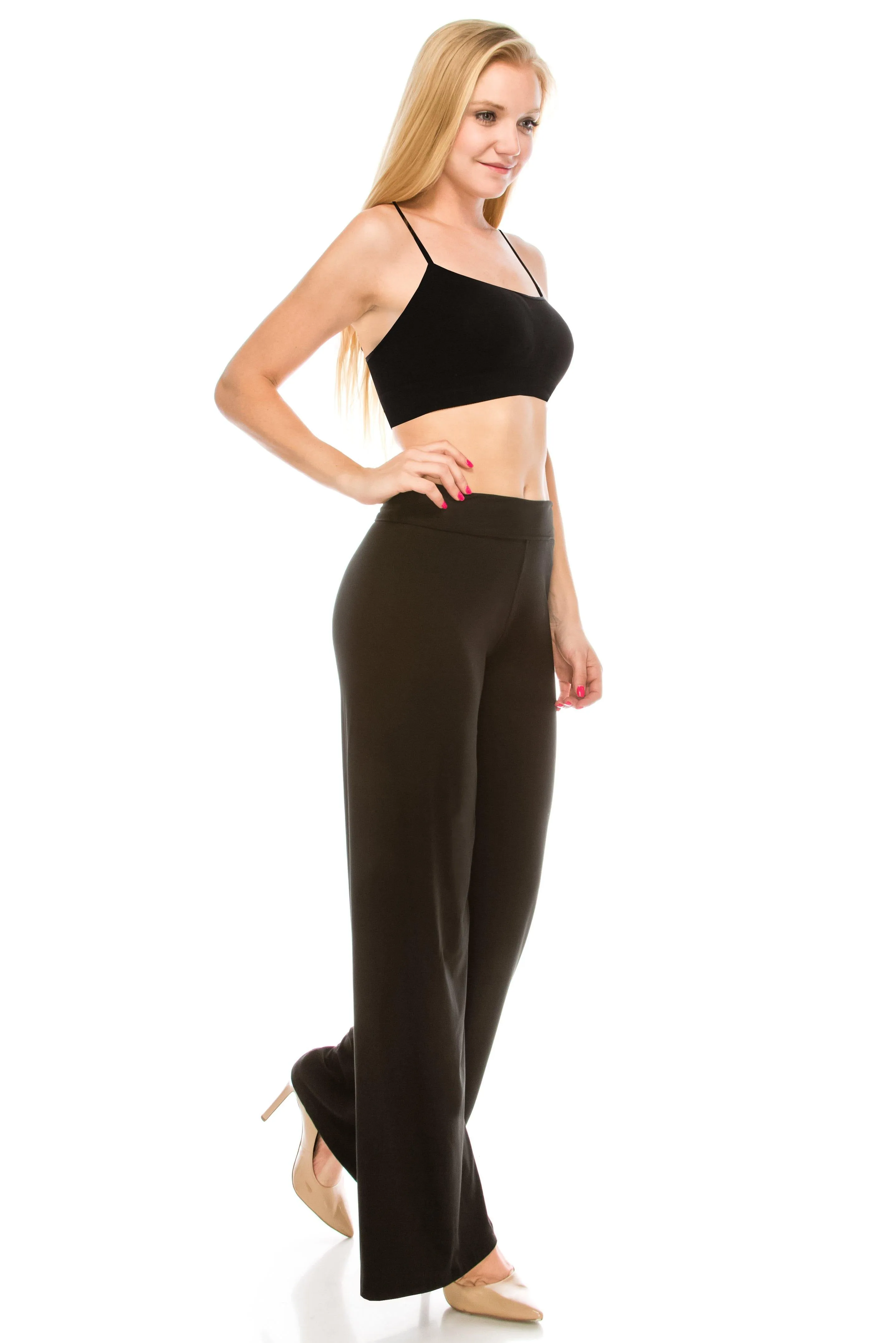 Wide Leg Palazzo Pants - High Waist Premium Soft Stretch Trousers