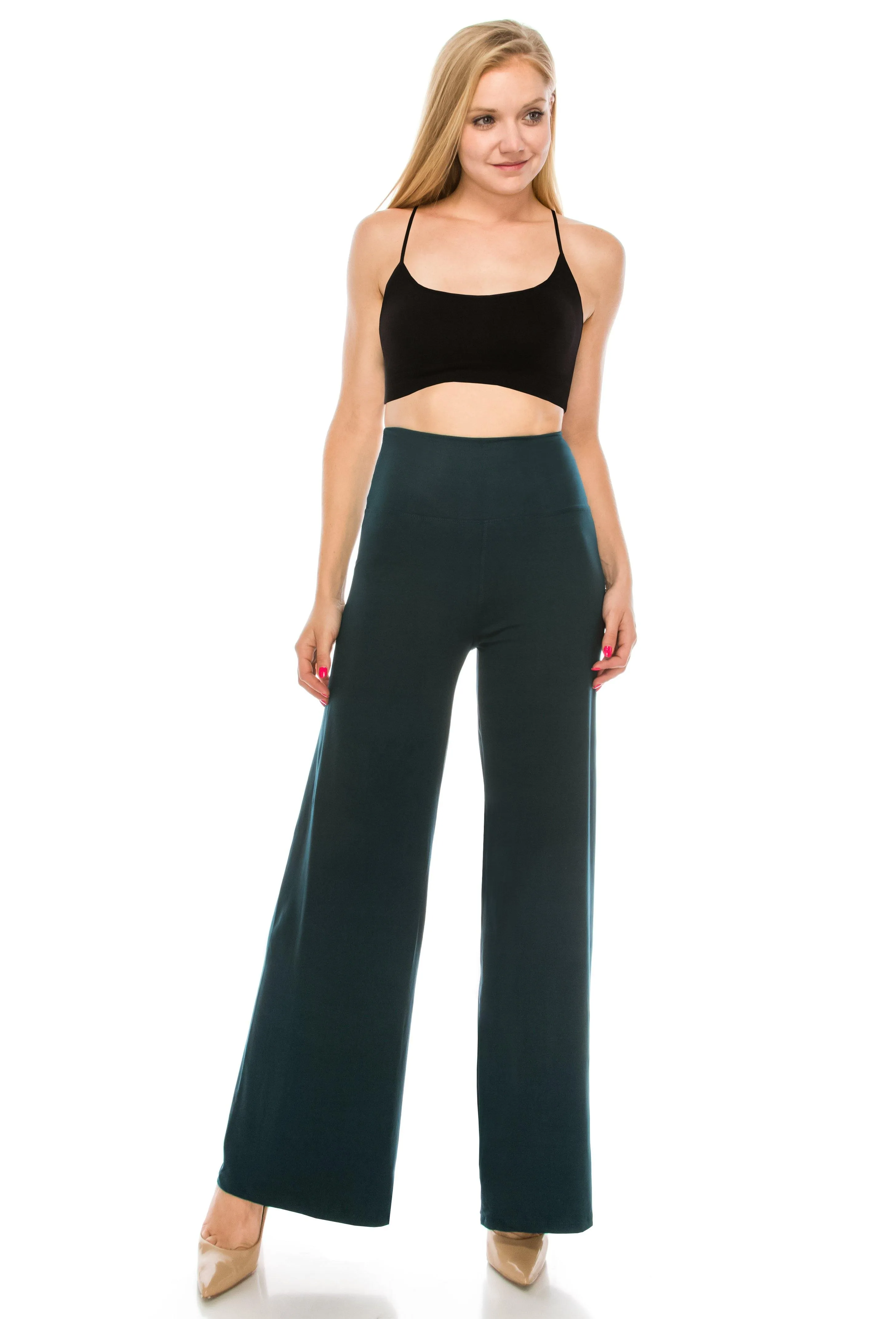 Wide Leg Palazzo Pants - High Waist Premium Soft Stretch Trousers