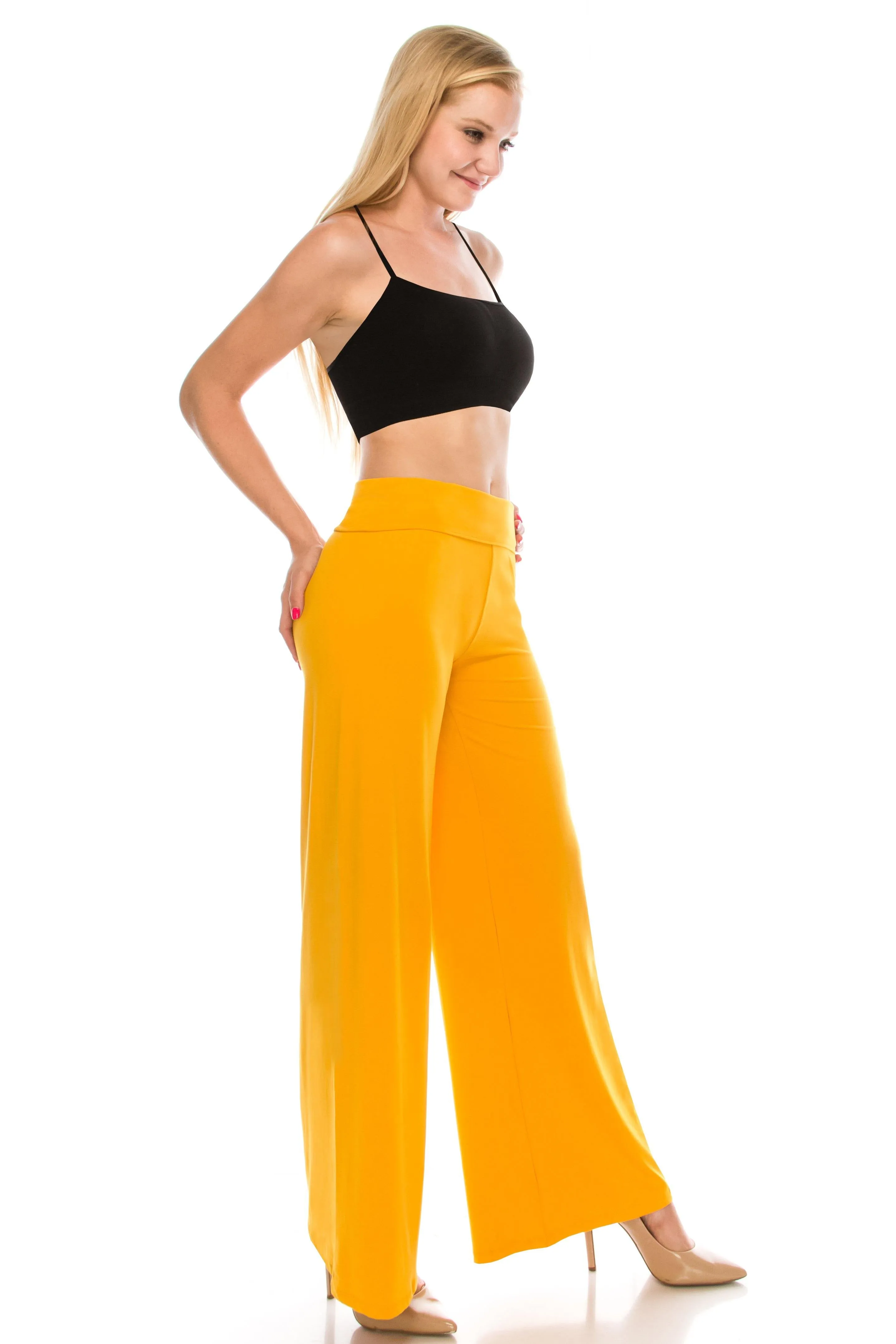 Wide Leg Palazzo Pants - High Waist Premium Soft Stretch Trousers