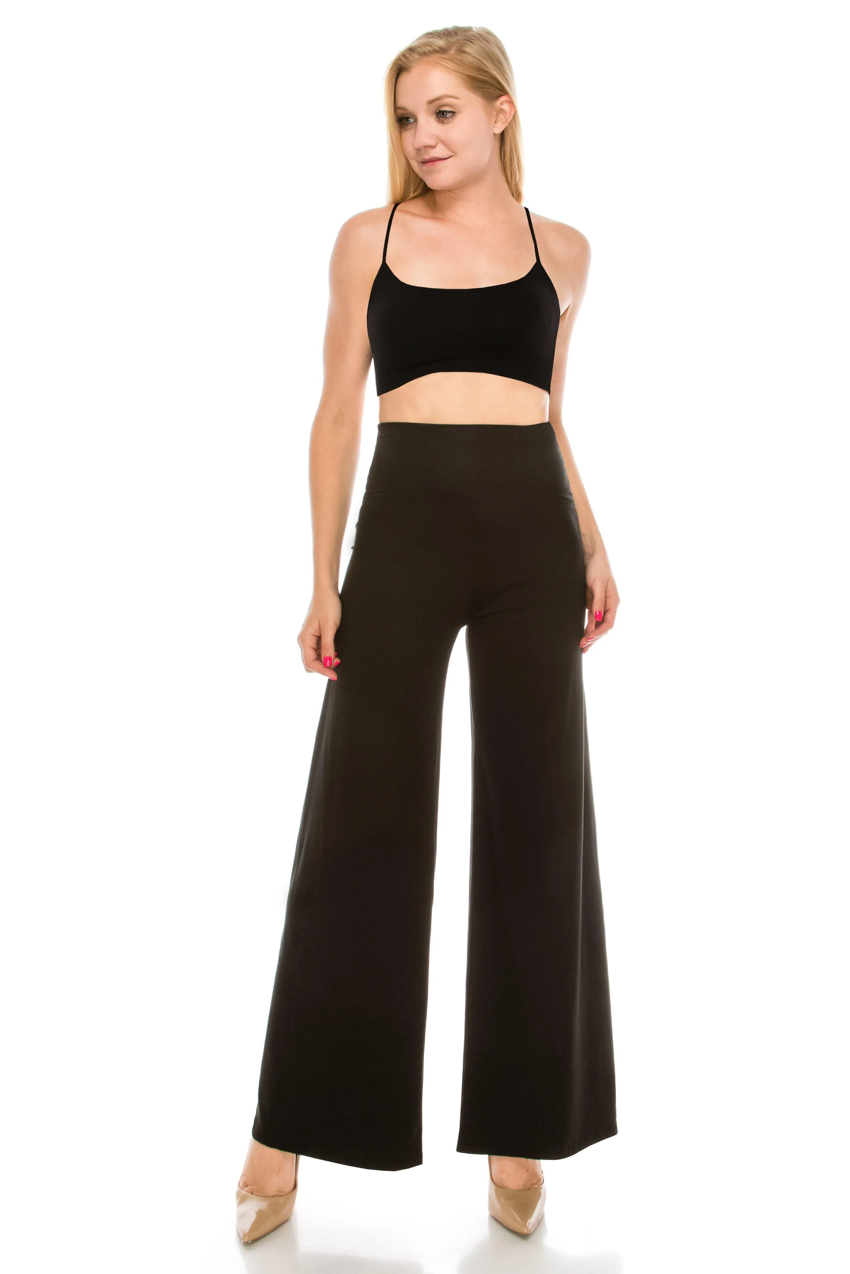 Wide Leg Palazzo Pants - High Waist Premium Soft Stretch Trousers