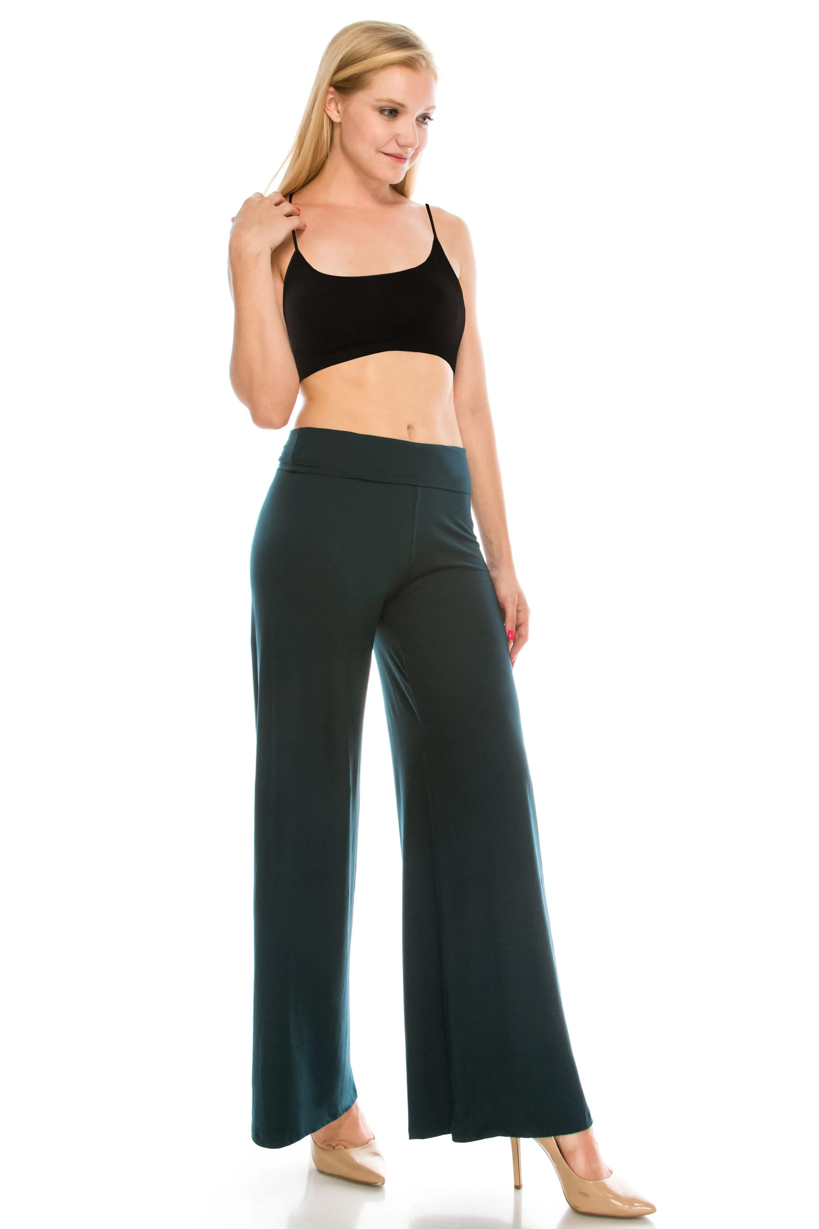 Wide Leg Palazzo Pants - High Waist Premium Soft Stretch Trousers