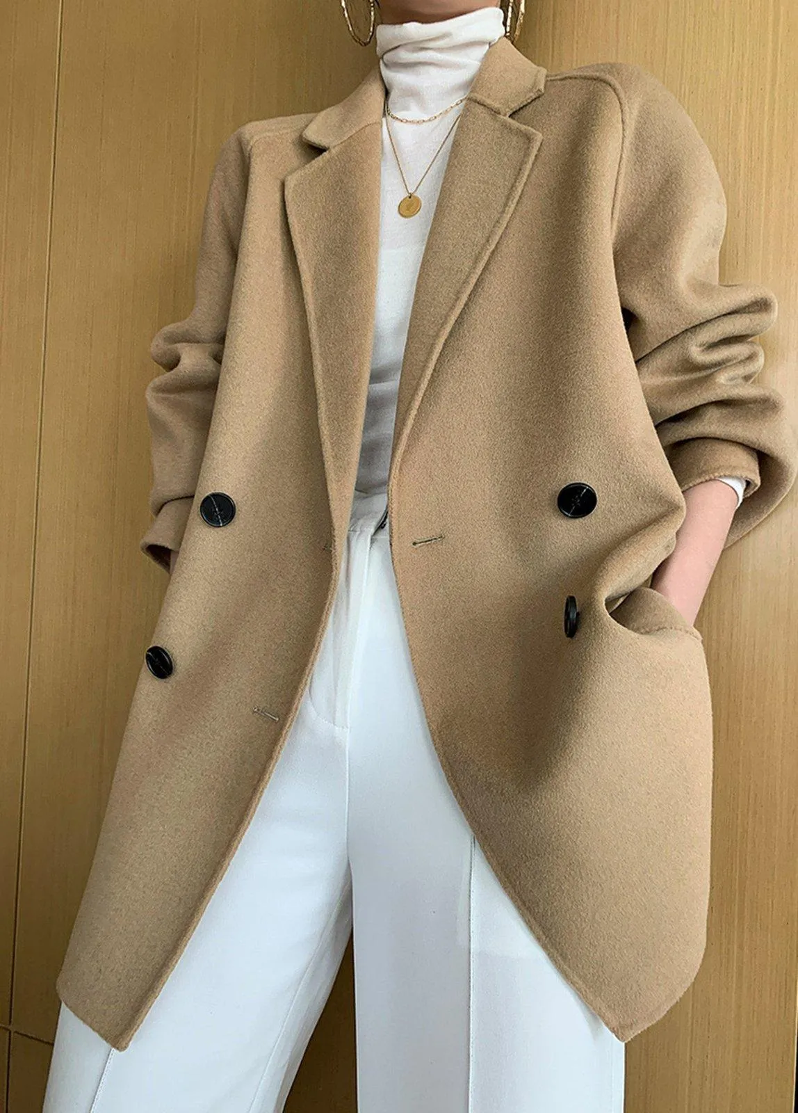 Women Double-breasted button Woolen Coat,Camel Wool Overcoat,Black cashmere Coat,Winter Coat,Women Outerwear,Wool Jacket Coat,Casual coat