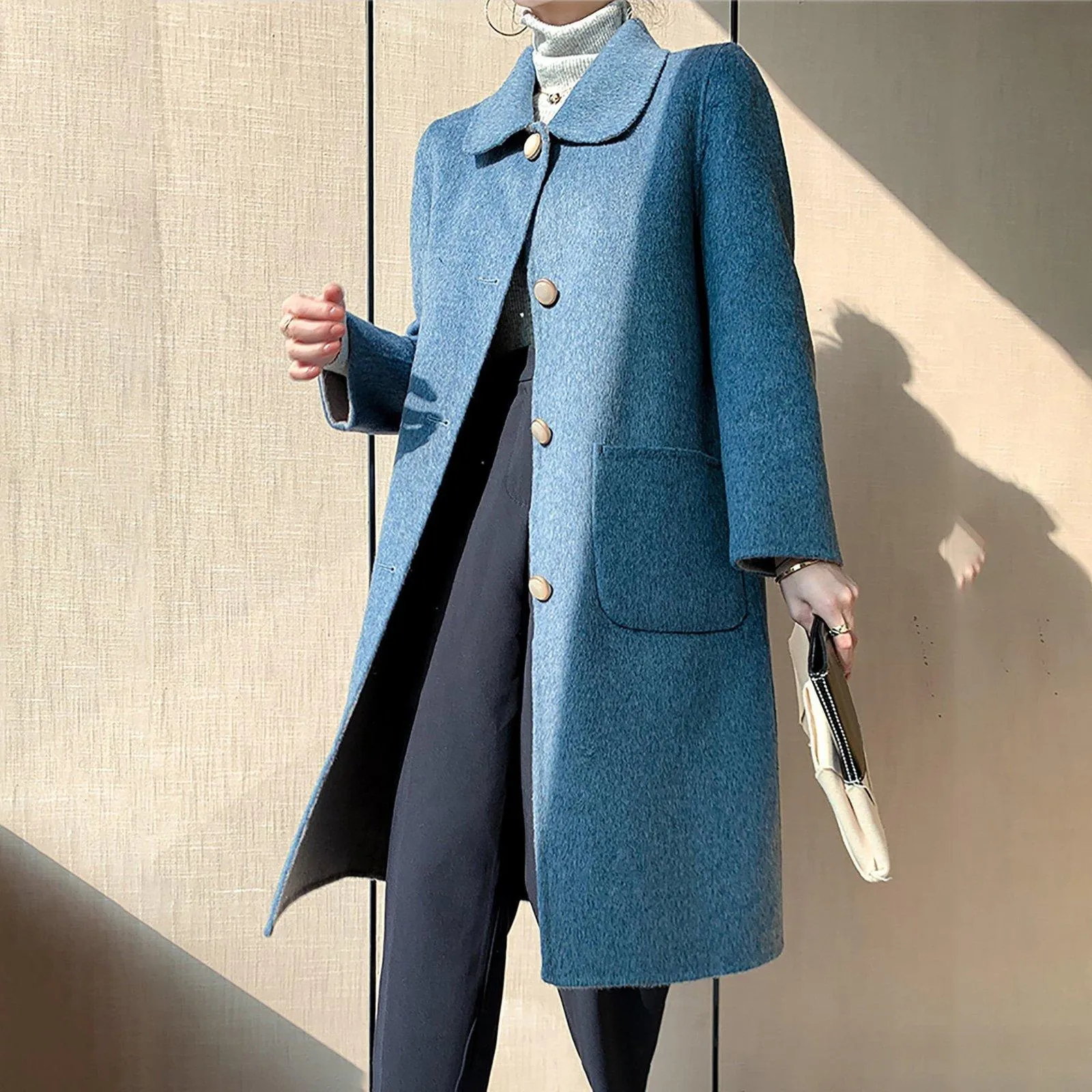 Women Double face Wool coat,Handmade Wool Coat,Blue wool coat,Yellow Wool coat,Winter Coat Women,Pink wool Coat,Wool long coat,Vivian7 W104