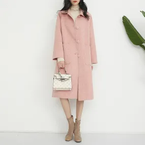 Women Double Faced Wool Long Coat,Handmade Pink Long Wool Coat,Red wool overcoat,Black Wool Long Coat,Single Breasted Wool Coat,Winter Coat