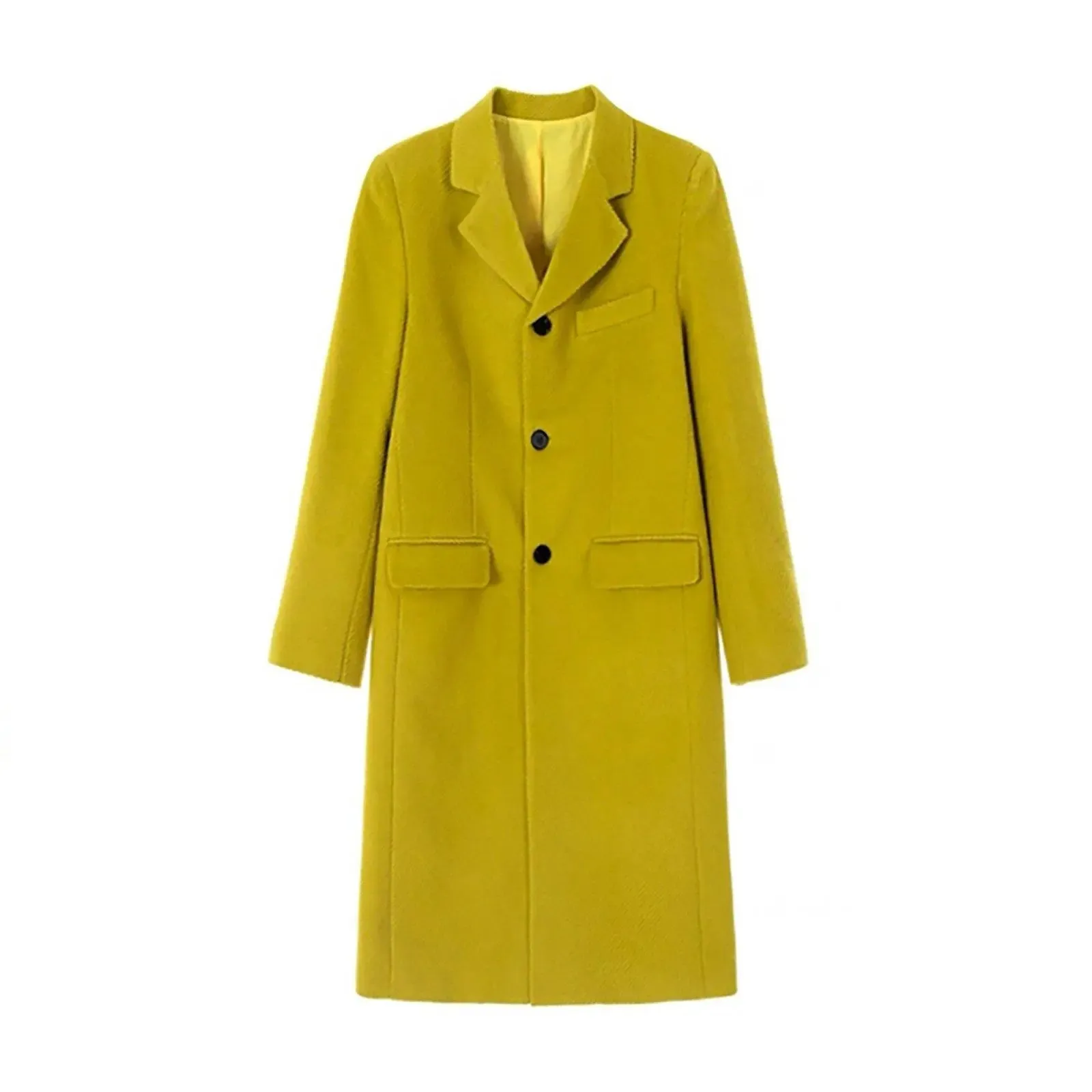 Women Yellow Long Wool Coat,Single breasted Wool Long Coat,Wool Overcoat,Oversize Wool Coat,Warm Winter Coat,Loose Wool Coat,Yellow Coat